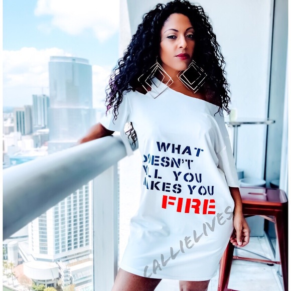 Miz FIRE: What Doesn' Kill You Makes T-Shirt Dress - Picture 5 of 8